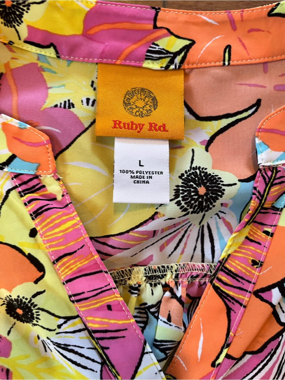 Ruby Rd. Yellow Tropical Floral Button-Up Top - Picture 2 of 5